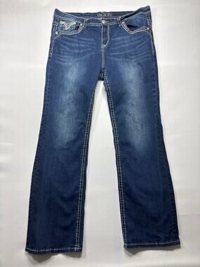 Grace in L.A. Women's Embellished Pocket Straight Blue Jeans - Size 19 (39x32)